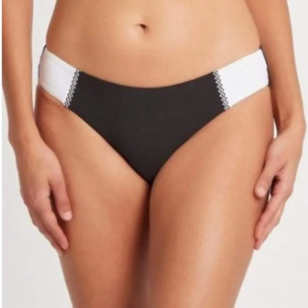 Sea Level Valentina Bikini Bottom Women's Size 8 Black and White Block Party NWT